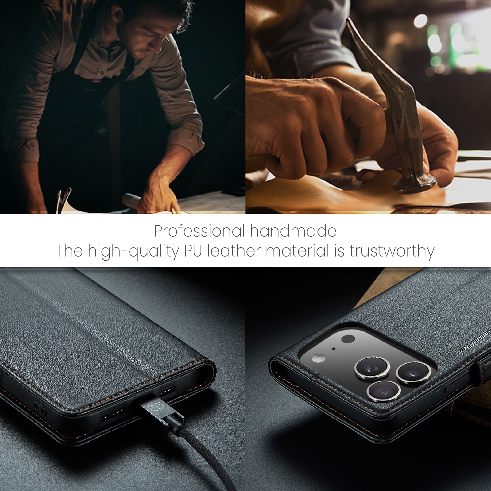RFID Slim Lompakkokotelo iPhone 17 Pro Max Musta