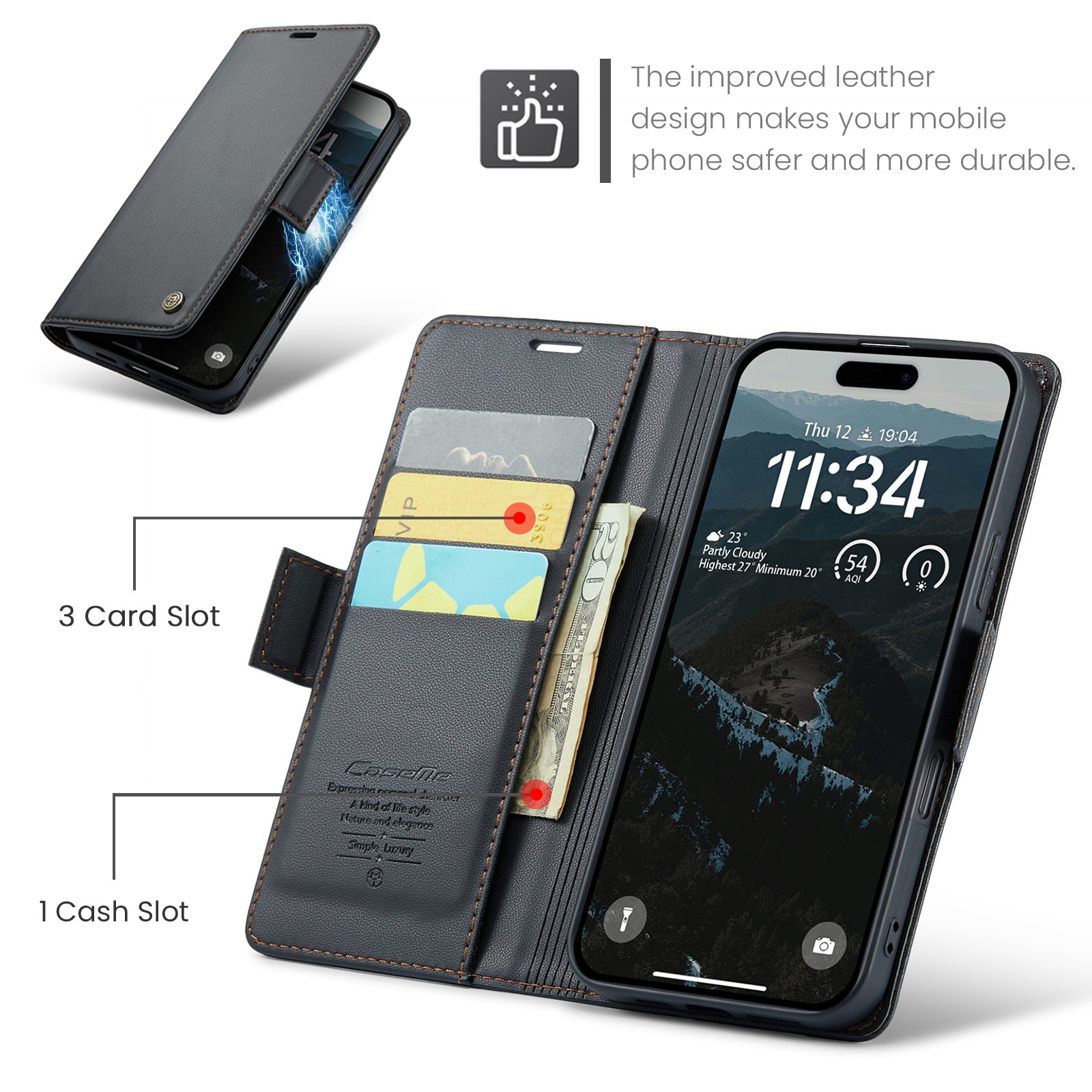 RFID Slim Lompakkokotelo iPhone 17 Air Musta