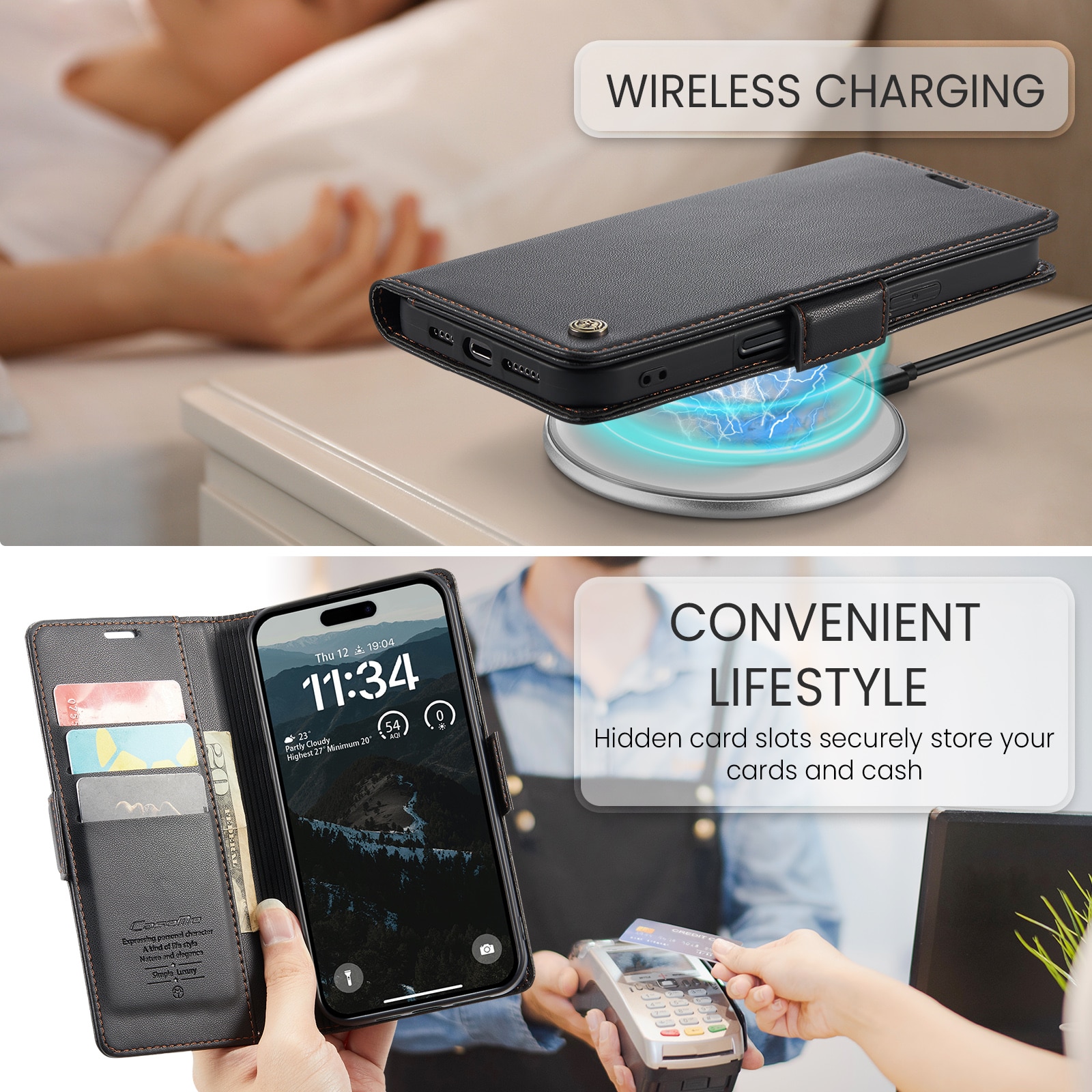 RFID Slim Lompakkokotelo iPhone 17 Air Musta