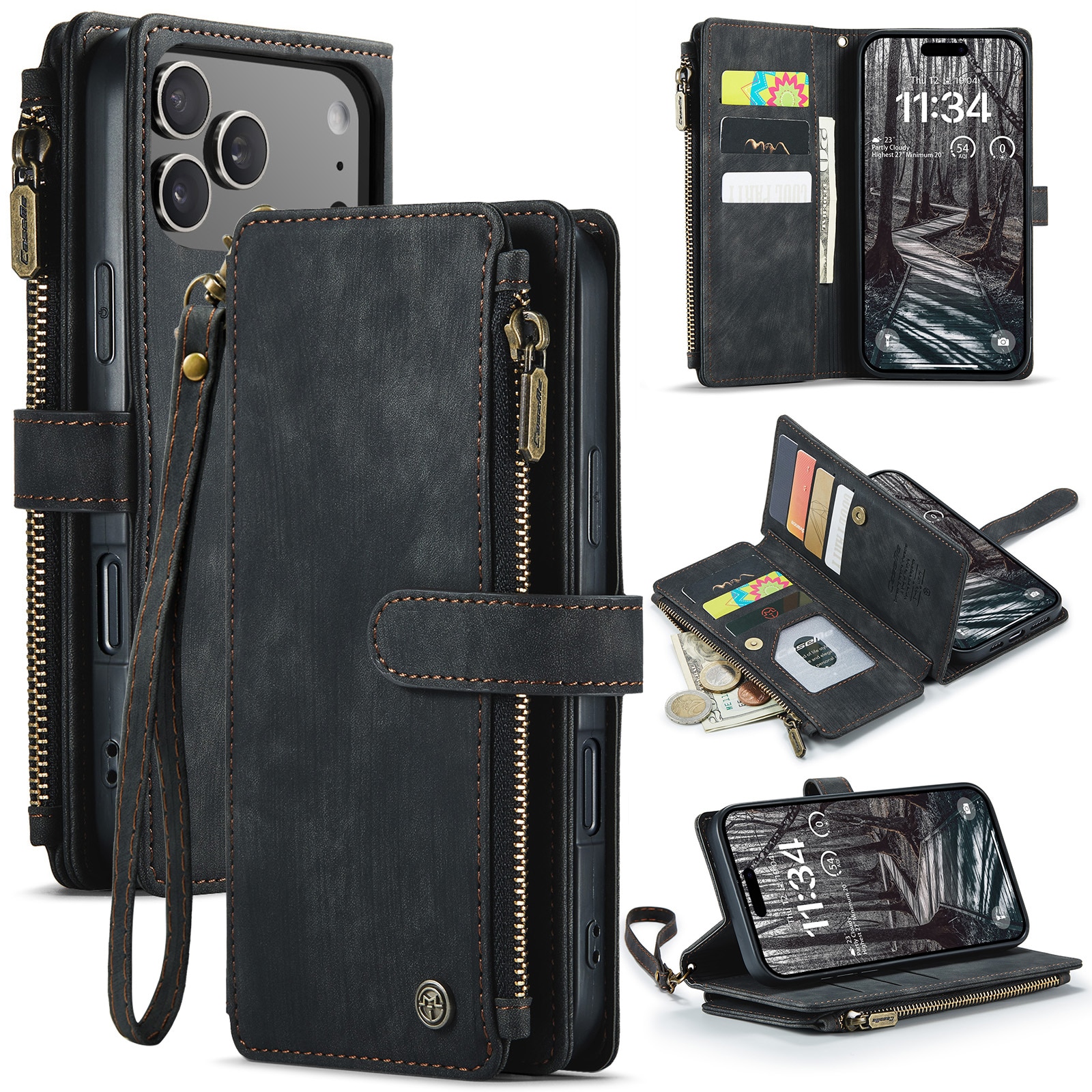 Zipper Wallet iPhone 17 Pro Max Musta