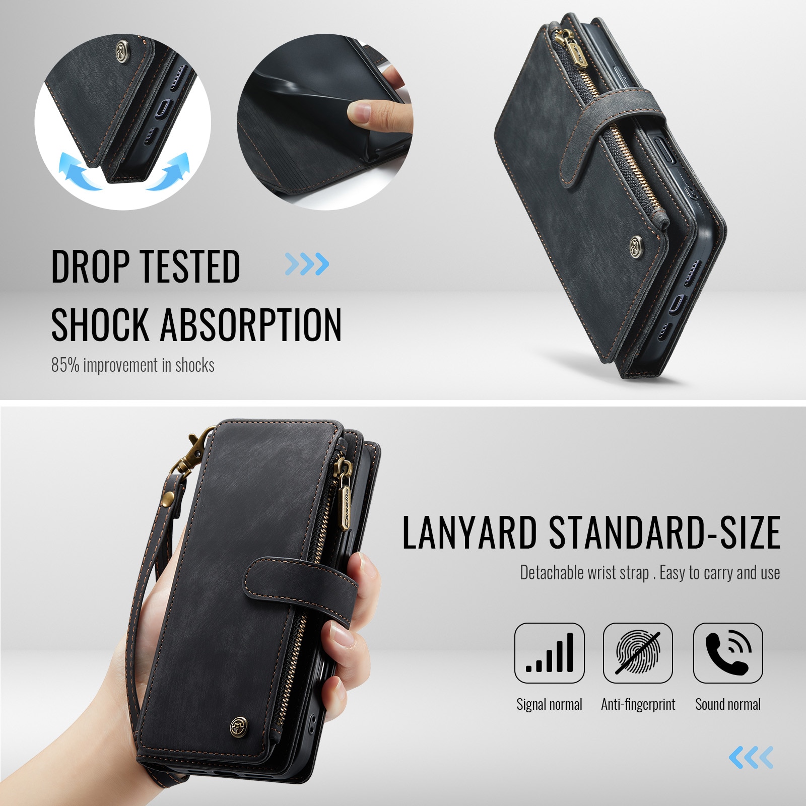 Zipper Wallet iPhone 17 Pro Max Musta