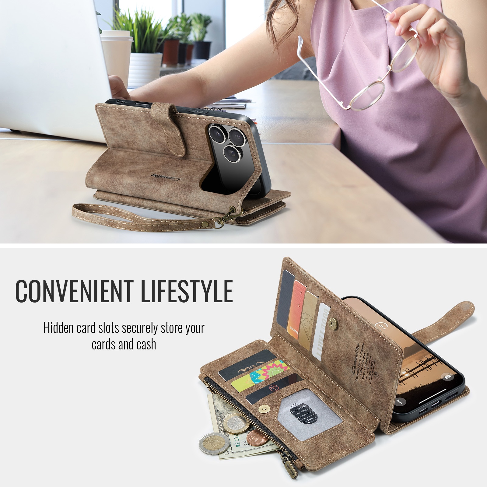 Zipper Wallet iPhone 17 Pro Max Ruskea