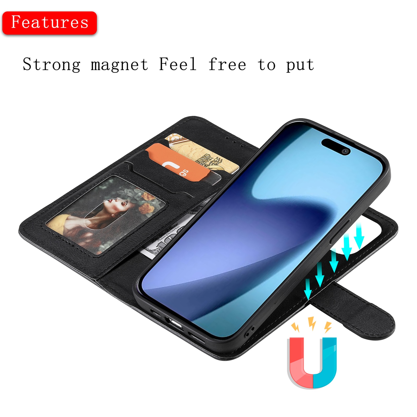 Magneettinen lompakko iPhone 17 Air Musta