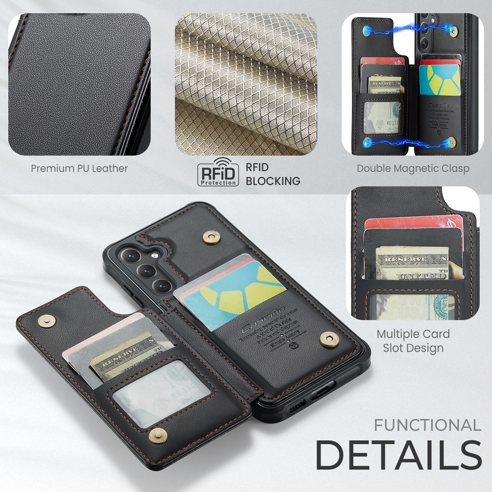 RFID-blocking Lompakonkuori Samsung Galaxy S25 FE musta