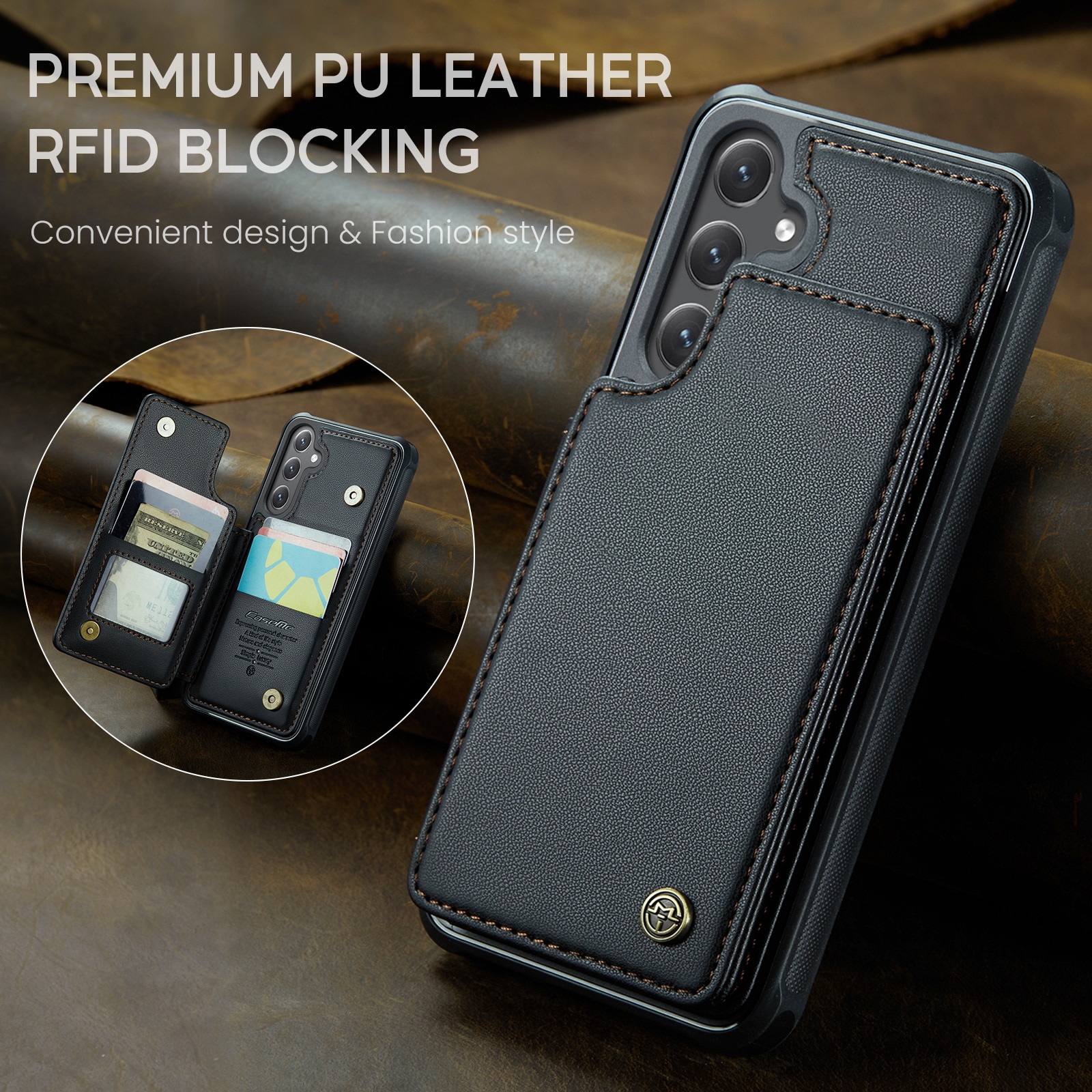 RFID-blocking Lompakonkuori Samsung Galaxy S25 FE musta