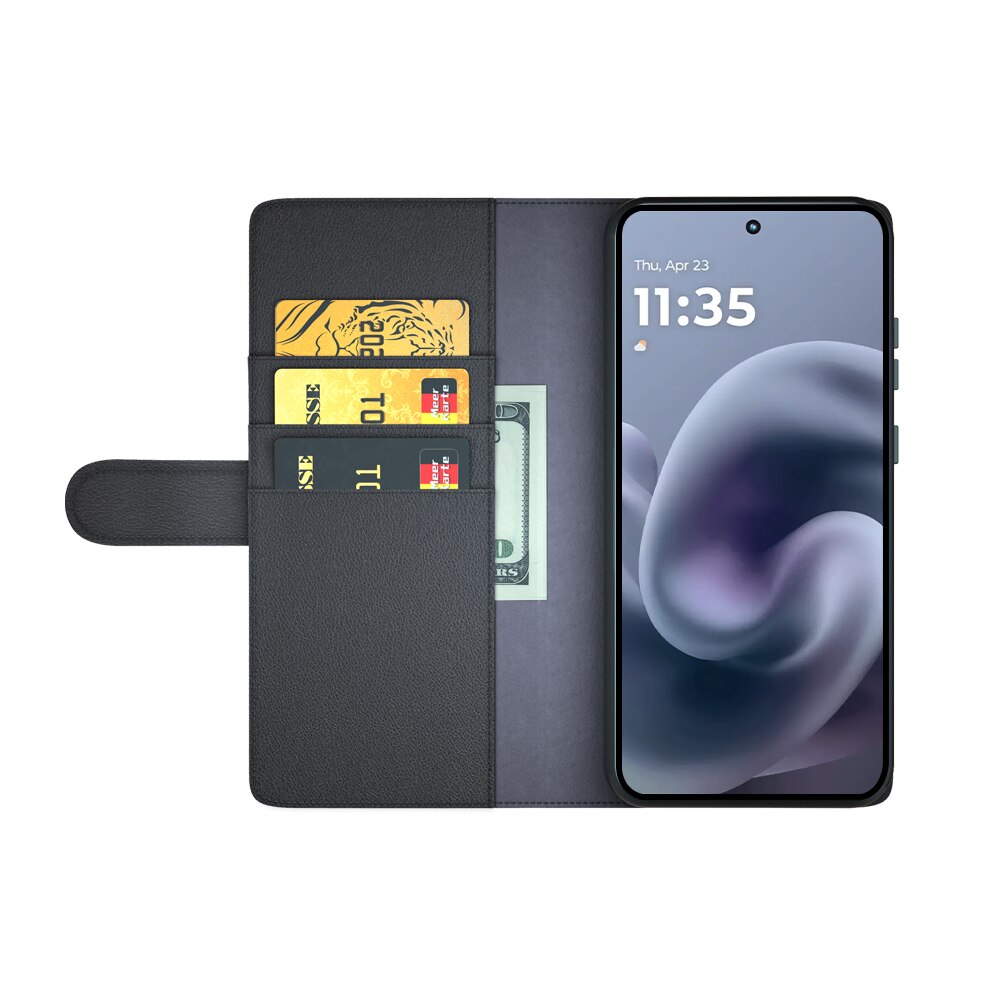 Aito Nahkakotelo Motorola Moto G86 Musta