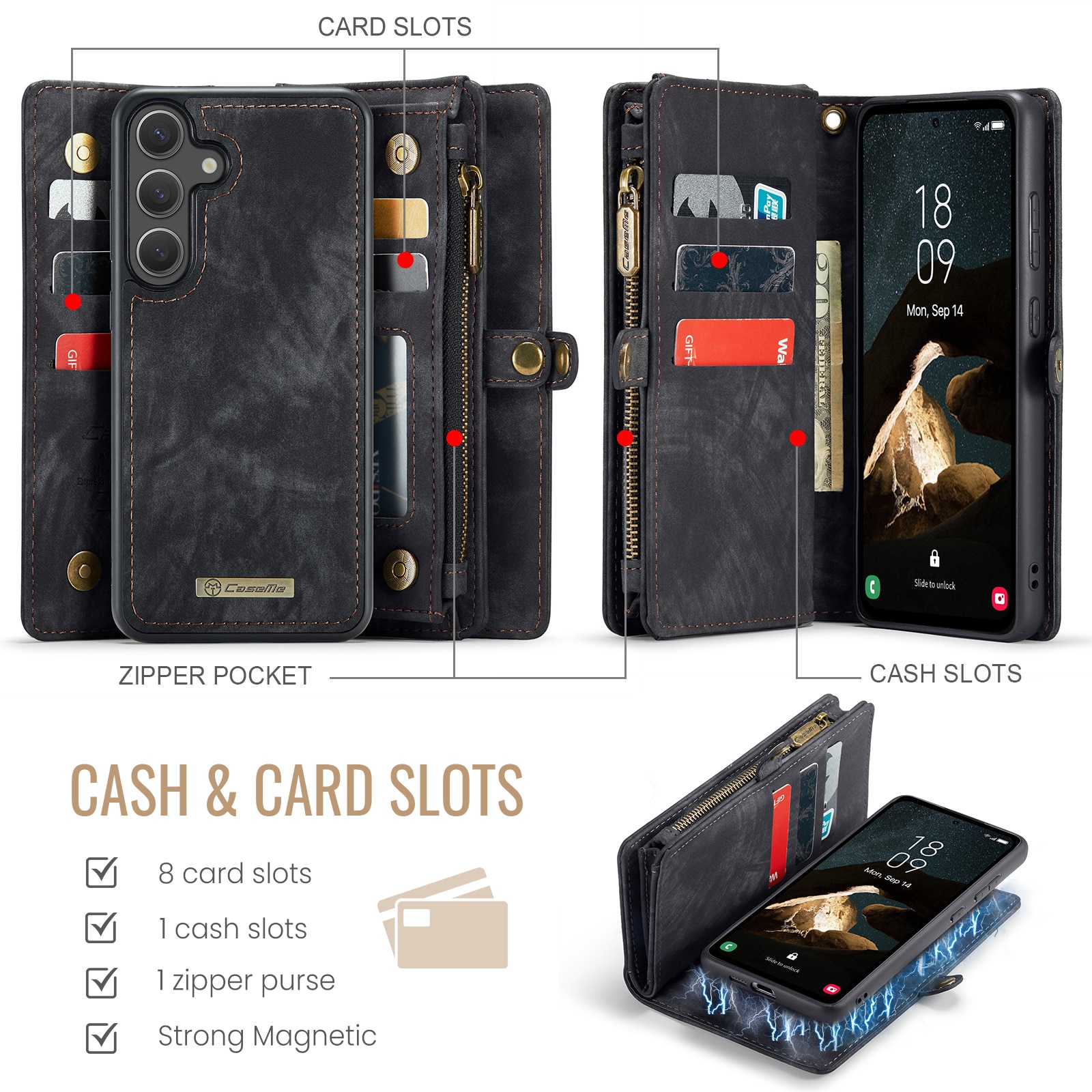 Multi-slot Suojakotelo Samsung Galaxy S25 FE Harmaa