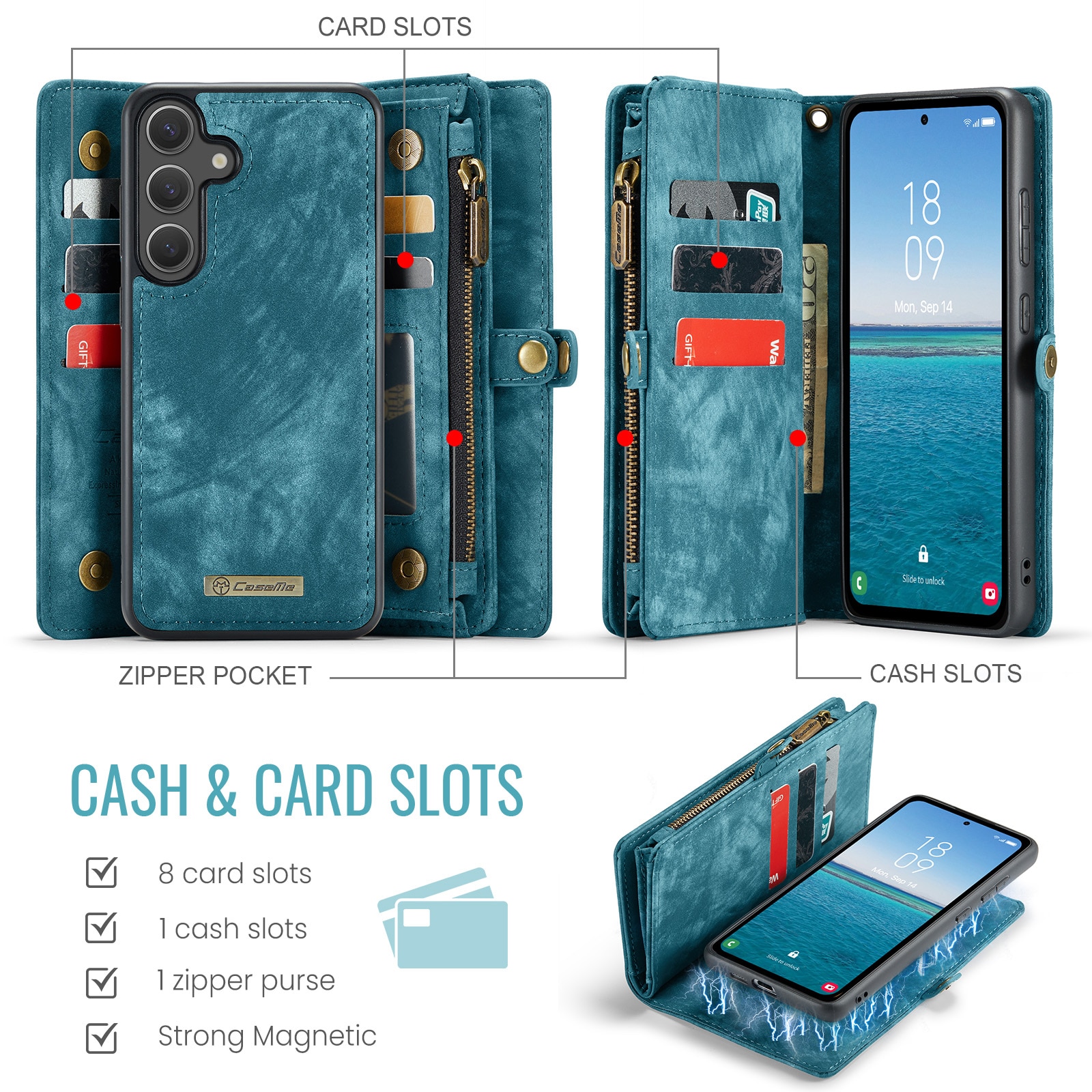 Multi-slot Suojakotelo Samsung Galaxy S25 FE Sininen