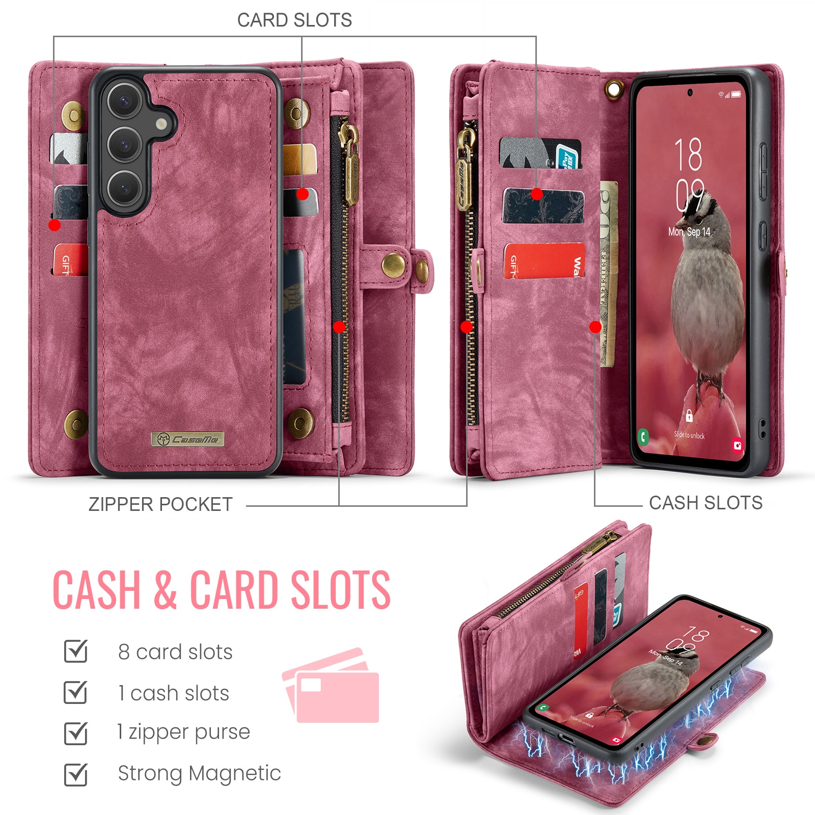 Multi-slot Suojakotelo Samsung Galaxy S25 FE Punainen