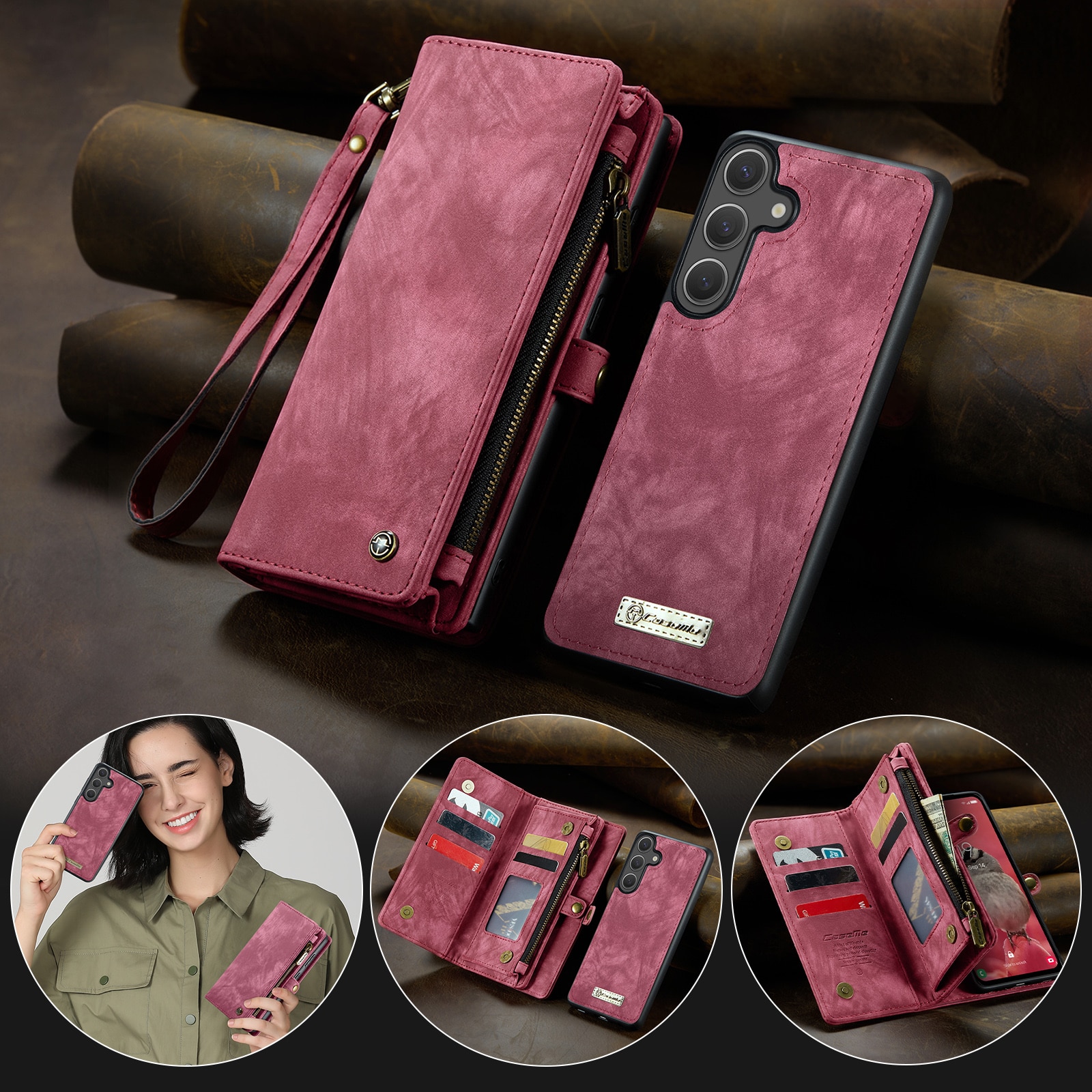 Multi-slot Suojakotelo Samsung Galaxy S25 FE Punainen