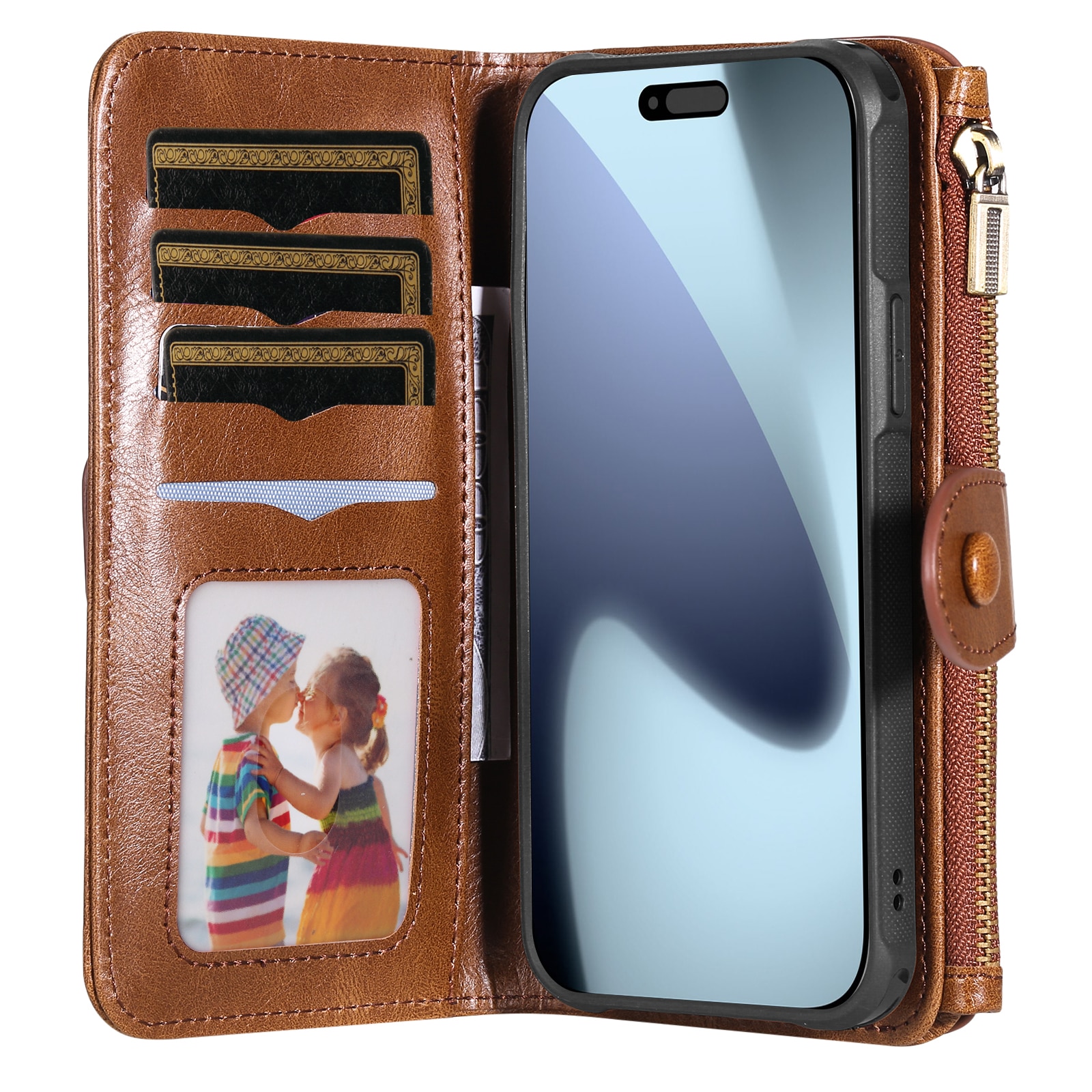 Magnet Leather Multi-Wallet iPhone 17 Pro Ruskea