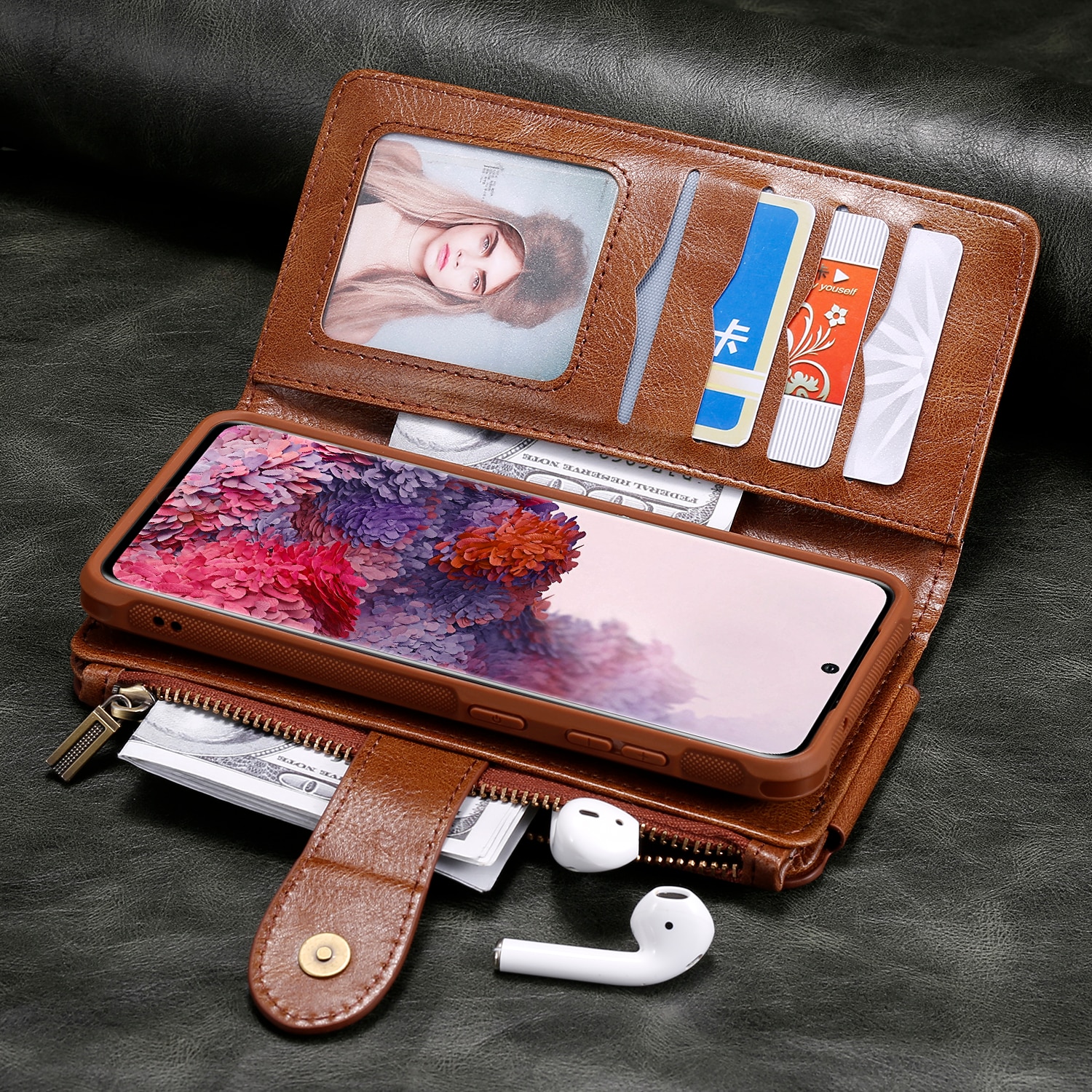 Magnet Leather Multi-Wallet iPhone 17 Pro Ruskea