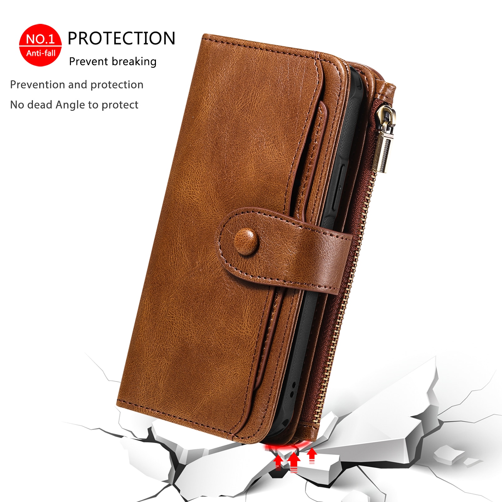 Magnet Leather Multi-Wallet iPhone 17 Pro Ruskea
