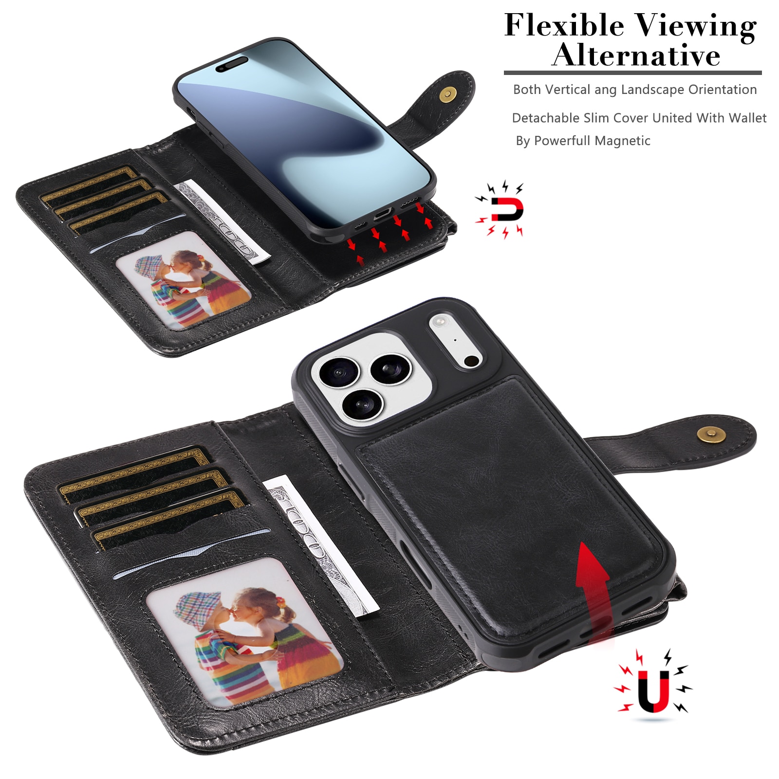 Magnet Leather Multi-Wallet iPhone 17 Pro Max msuta