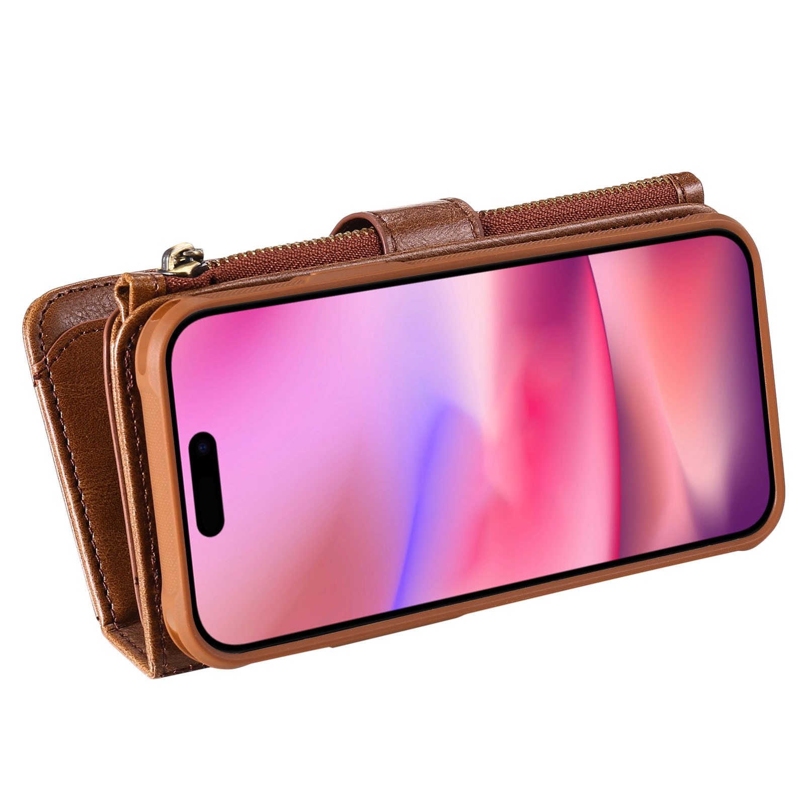 Magnet Leather Multi-Wallet iPhone 17 Ruskea