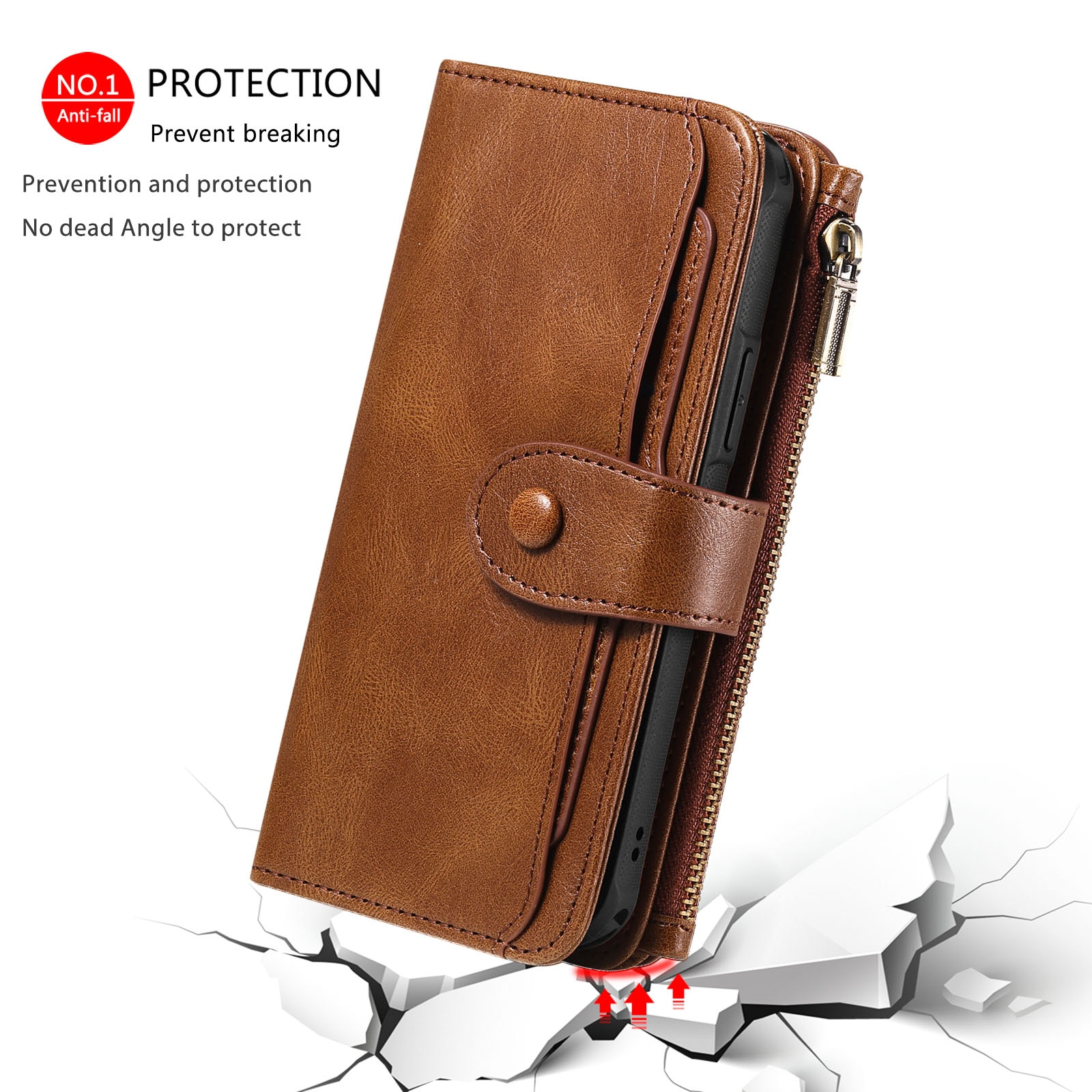Magnet Leather Multi-Wallet iPhone 17 Ruskea