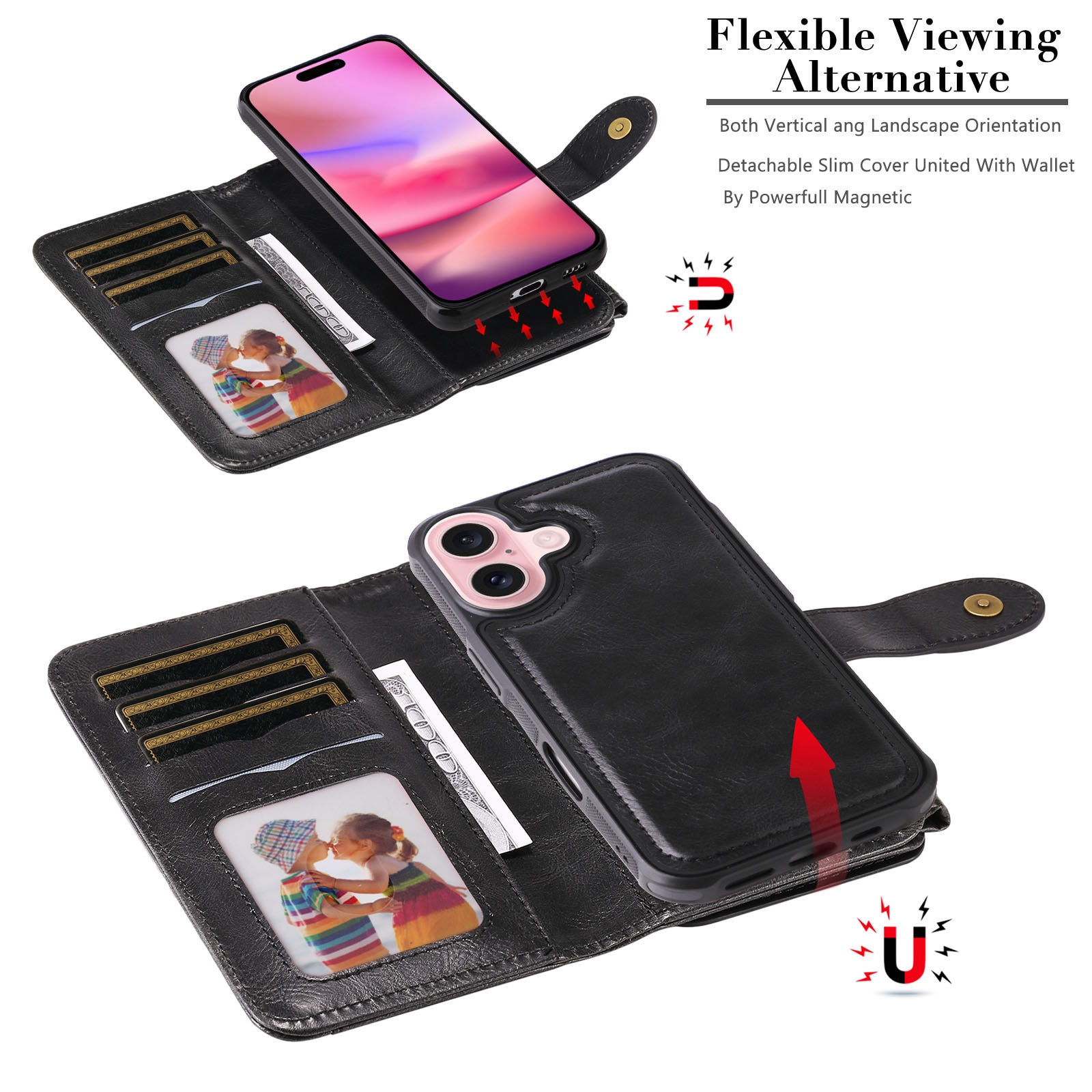 Magnet Leather Multi-Wallet iPhone 17 msuta