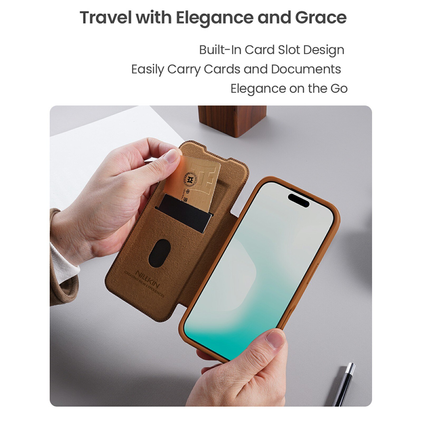 Qin Pro CamShield iPhone 17 Pro Ruskea