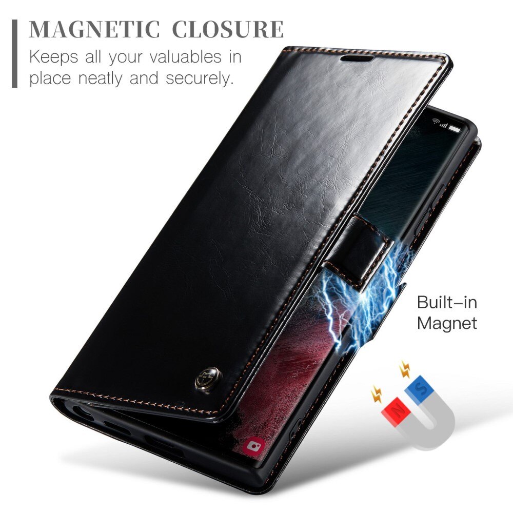 Leather Wallet Samsung Galaxy S22 Ultra musta