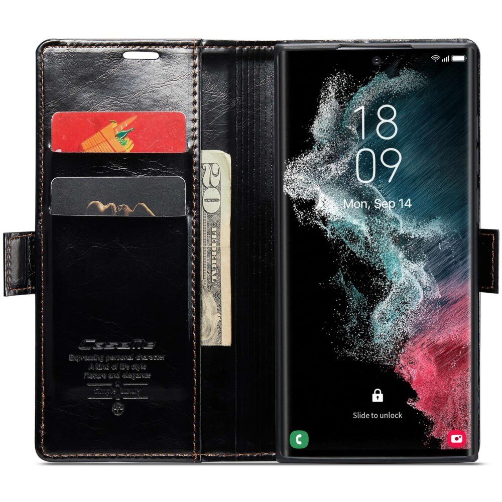 Leather Wallet Samsung Galaxy S22 Ultra musta