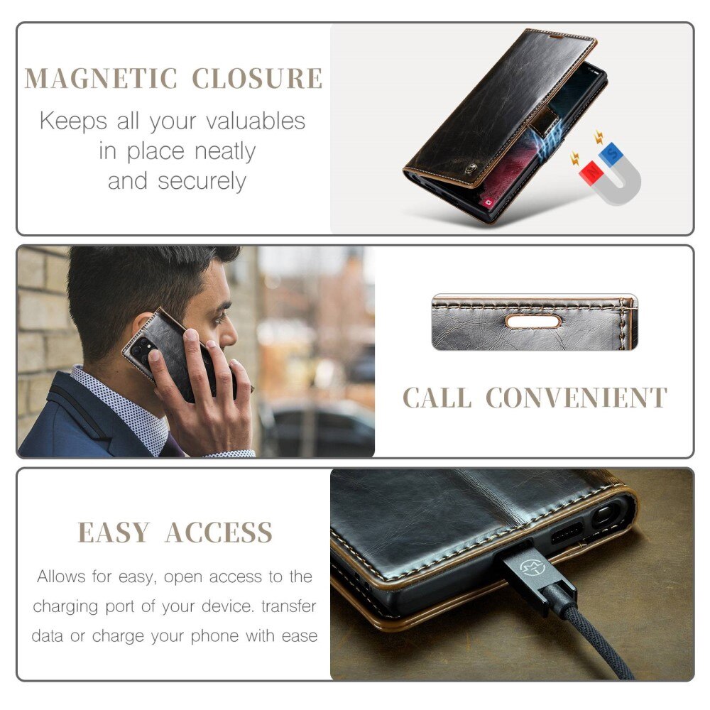 Leather Wallet Samsung Galaxy S22 Ultra ruskea