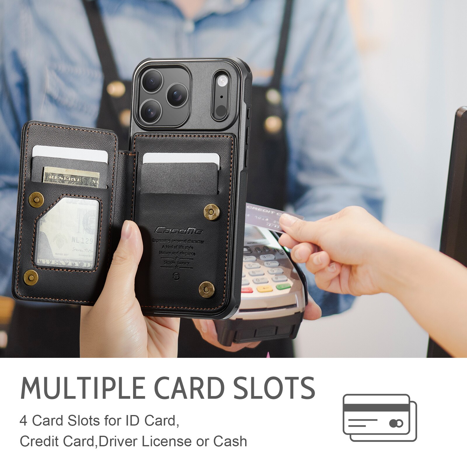 RFID-blocking Lompakonkuori iPhone 17 Pro musta