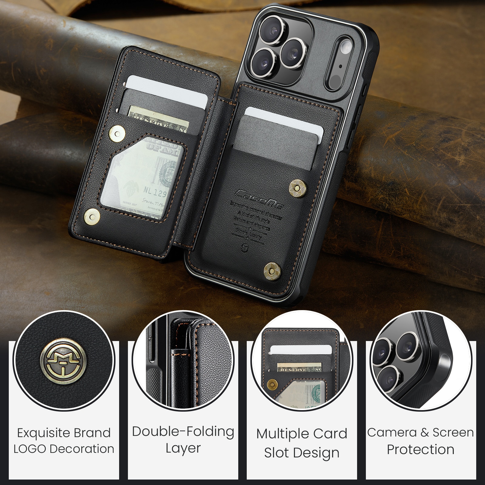 RFID-blocking Lompakonkuori iPhone 17 Pro musta