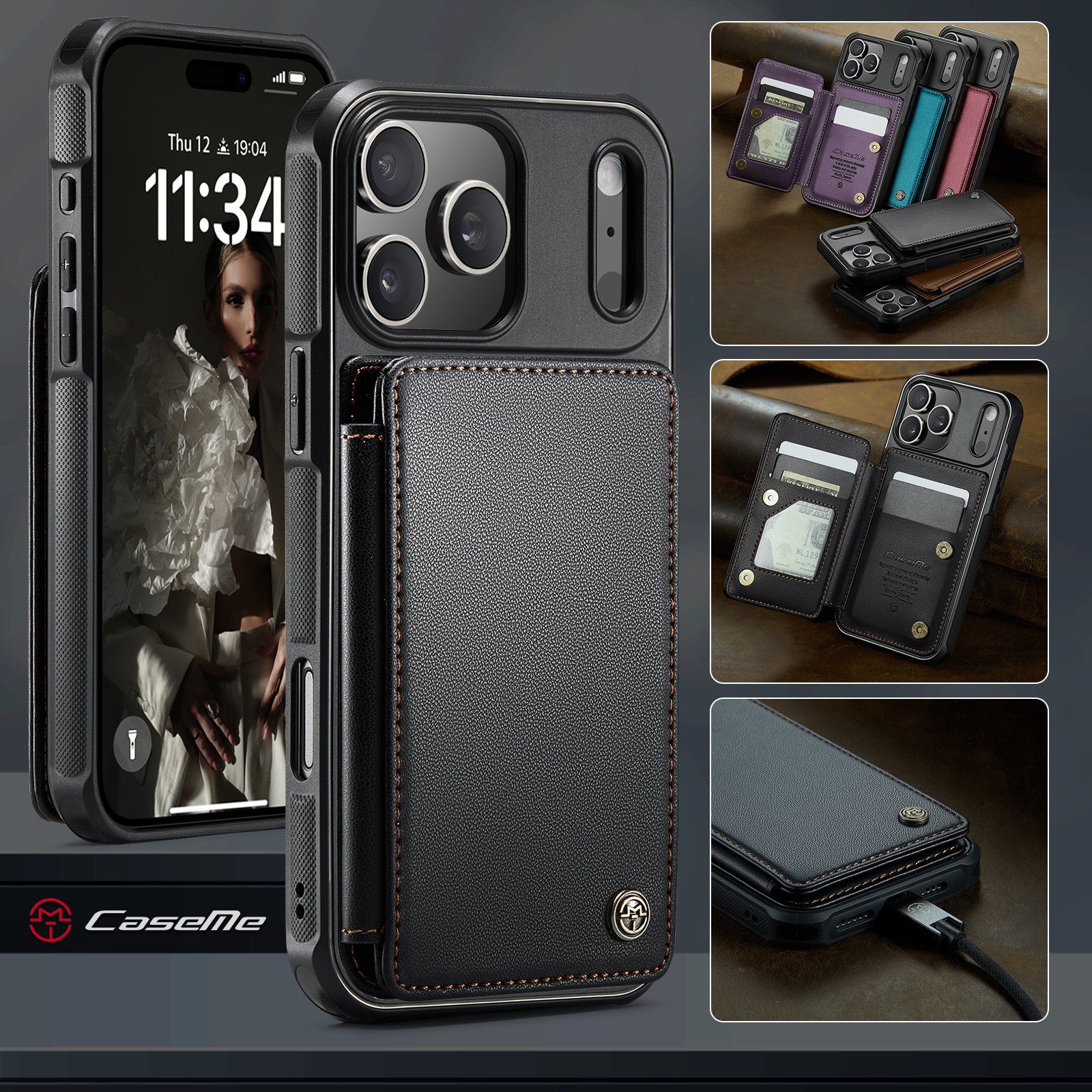 RFID-blocking Lompakonkuori iPhone 17 Pro Max musta