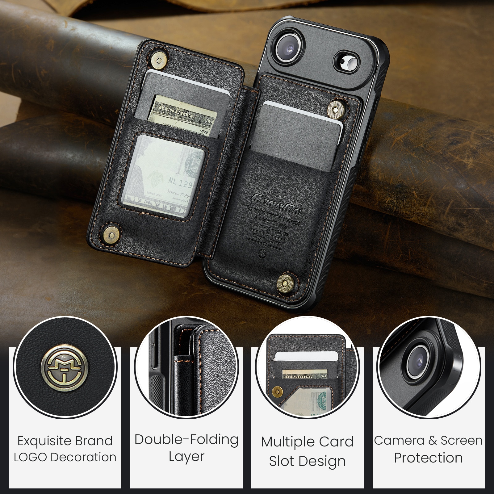 RFID-blocking Lompakonkuori iPhone Air musta