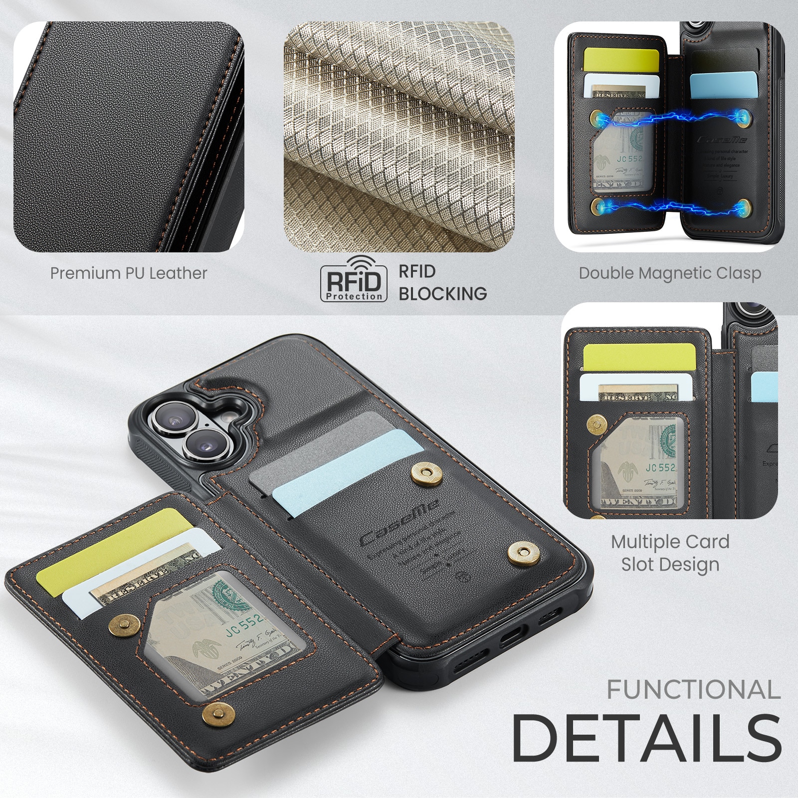 RFID-blocking Lompakonkuori iPhone 17 musta