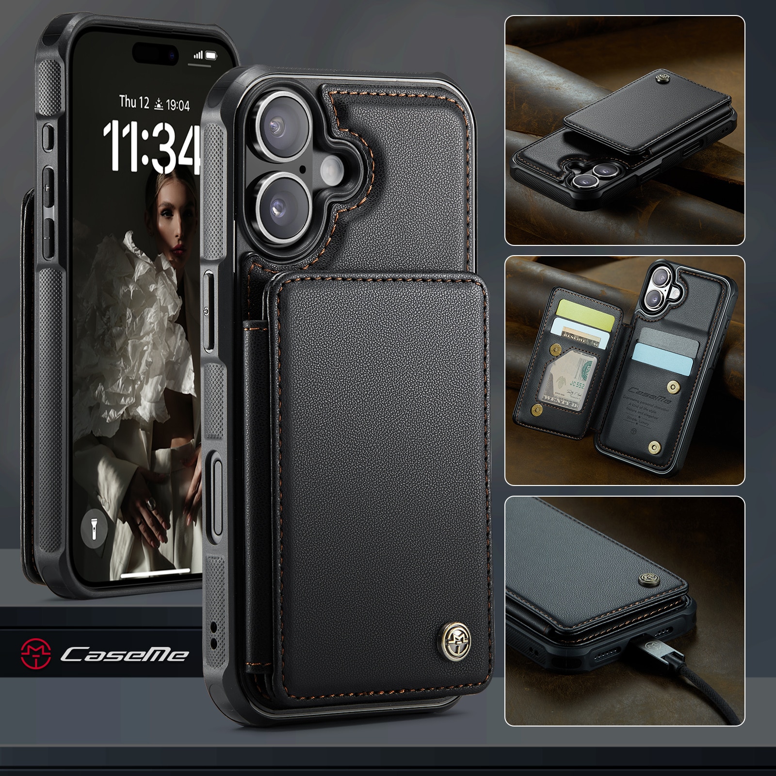 RFID-blocking Lompakonkuori iPhone 17 musta