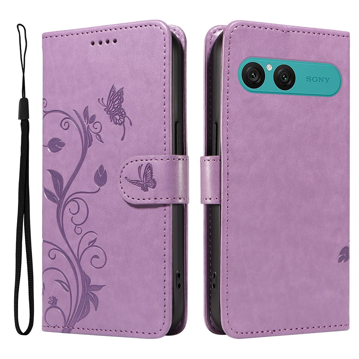 Nahkakotelo Perhonen Sony Xperia 10 VII Liila