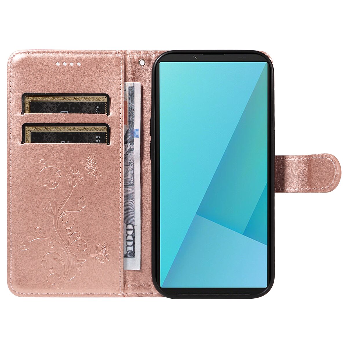 Nahkakotelo Perhonen Sony Xperia 10 VII Ruusukulta