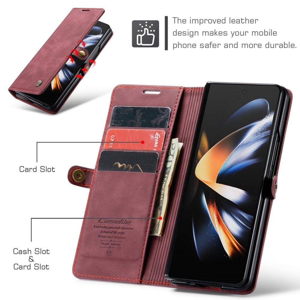 Slim Lompakkokotelo Samsung Galaxy Z Fold 4 punainen
