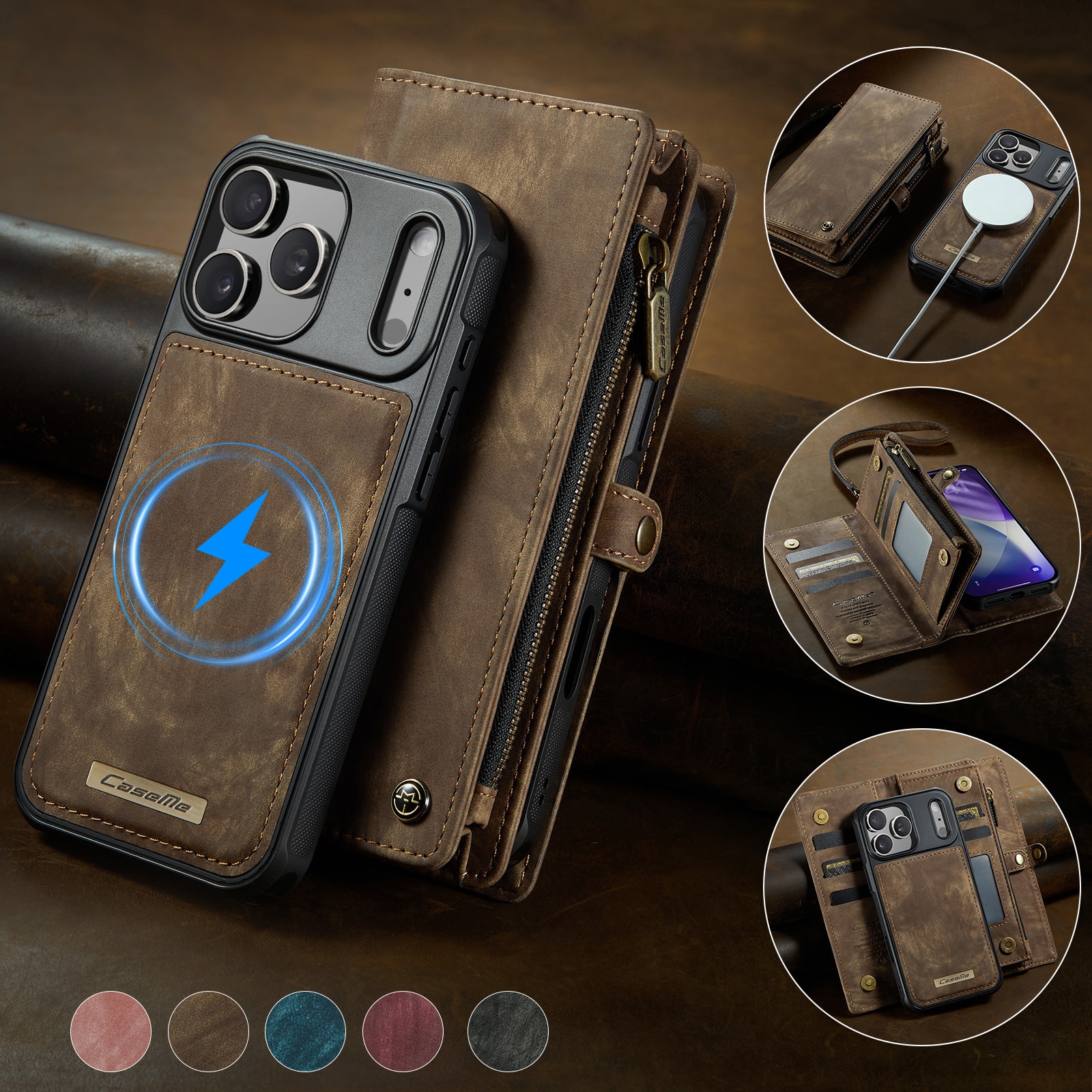 Multi-slot Suojakotelo iPhone 17 Pro Max Ruskea