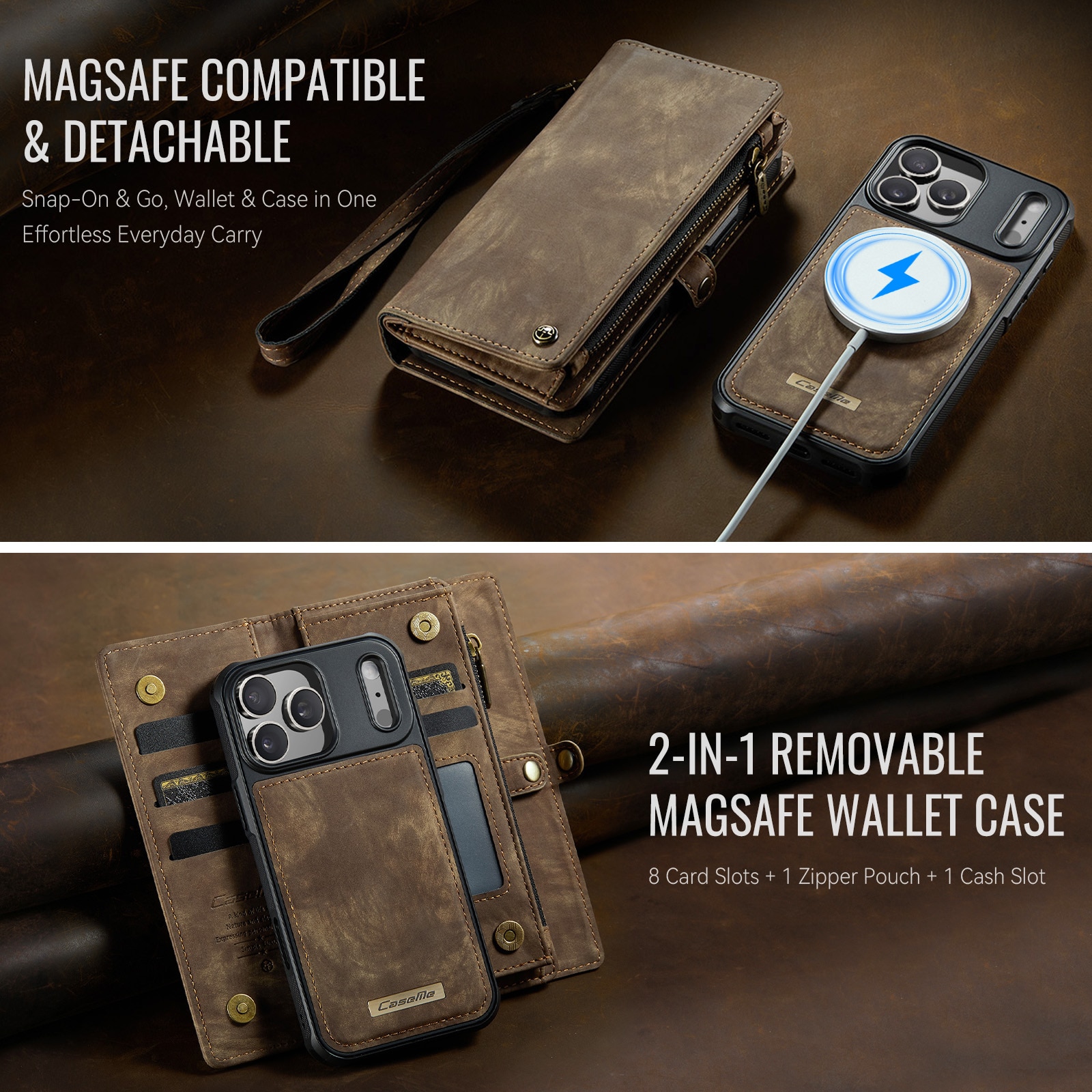 Multi-slot Suojakotelo iPhone 17 Pro Max Ruskea