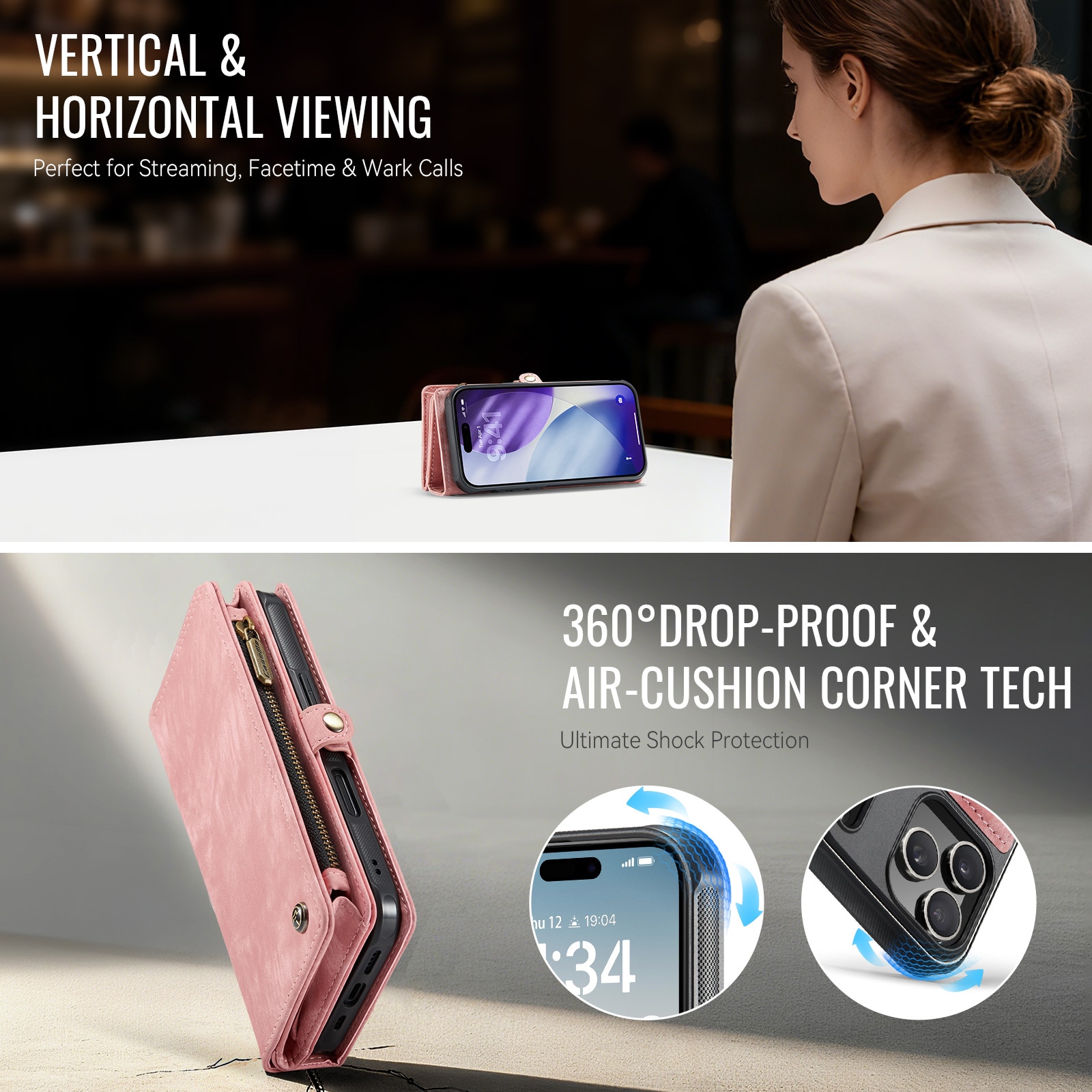 Multi-slot Suojakotelo iPhone 17 Pro Vaaleanpunainen