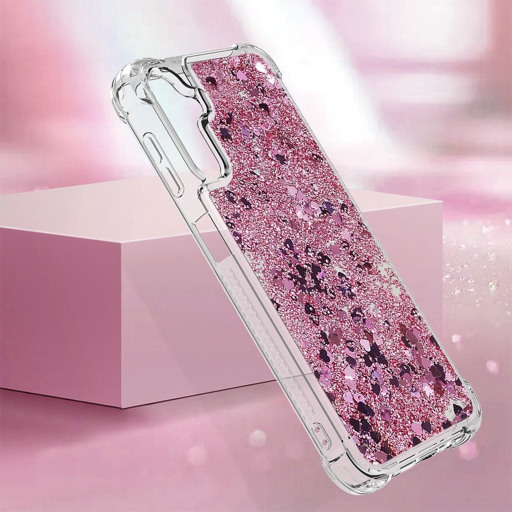 Glitter Powder TPU Kuori Samsung Galaxy A14 vaaleanpunainen