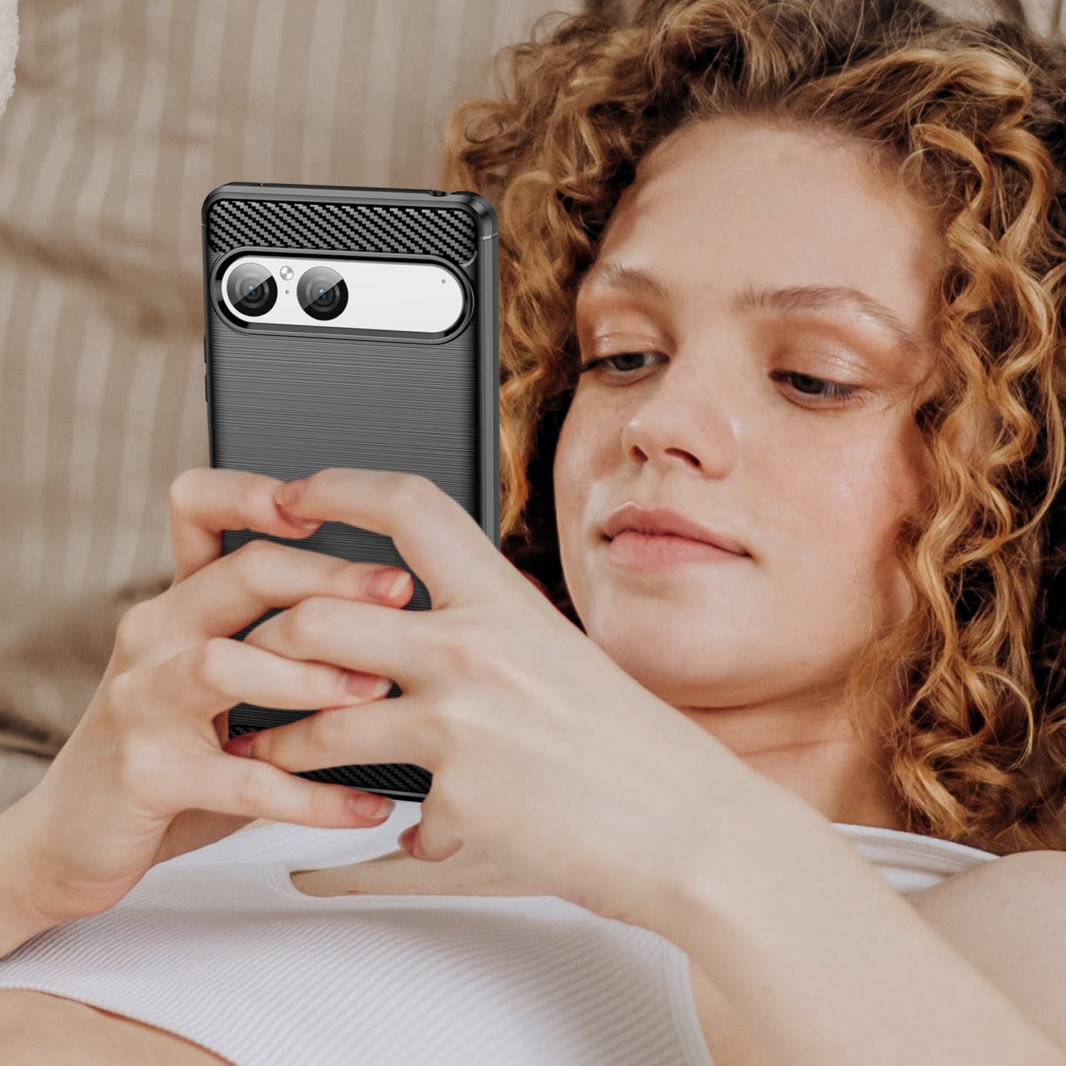 Sony Xperia 10 VII Kuori TPU Brushed Musta