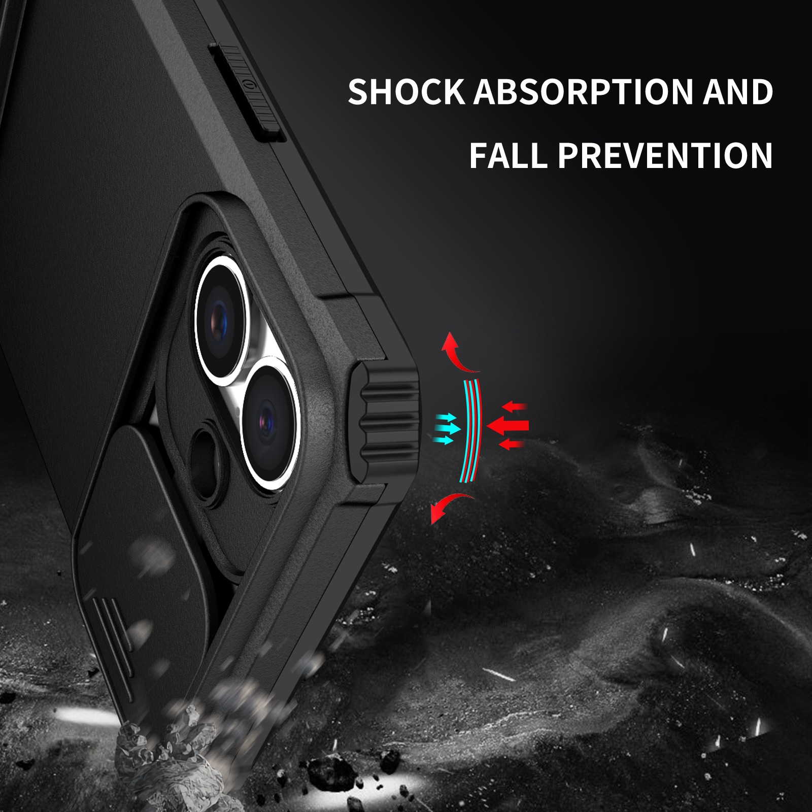 iPhone 17 Kickstand Kotelo Kamerasuojalla Musta