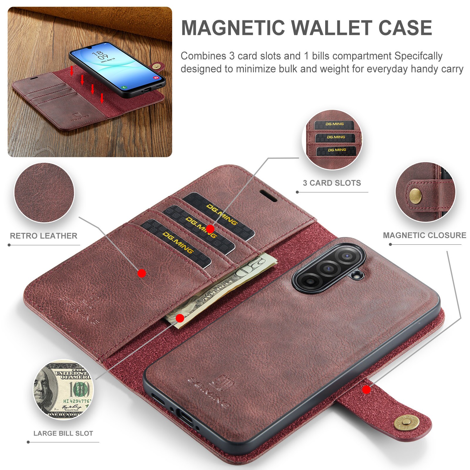 Magnet Wallet Samsung Galaxy A17 Red