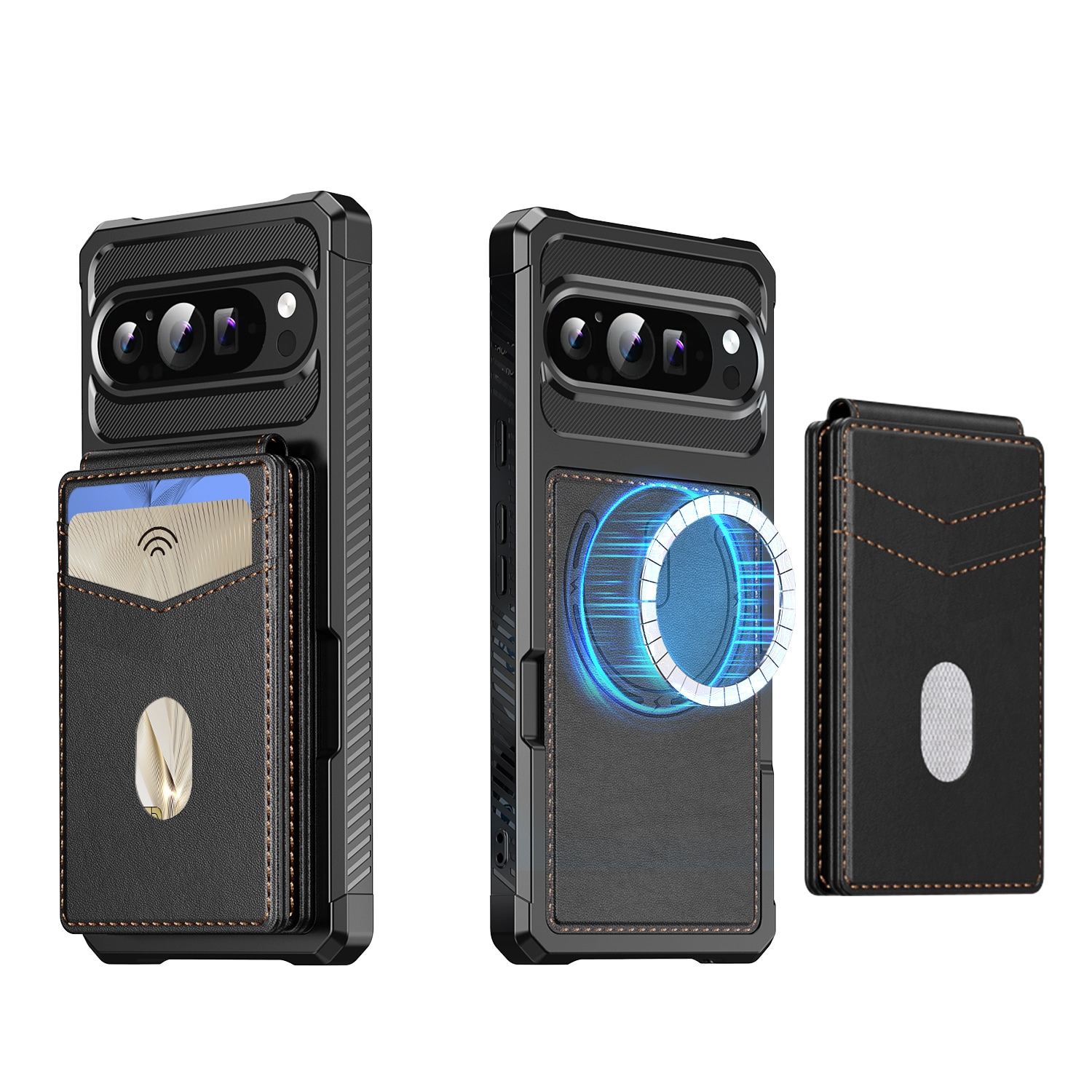 Magneettinen suojakuori korttipidikkeellä Google Pixel 10 Musta