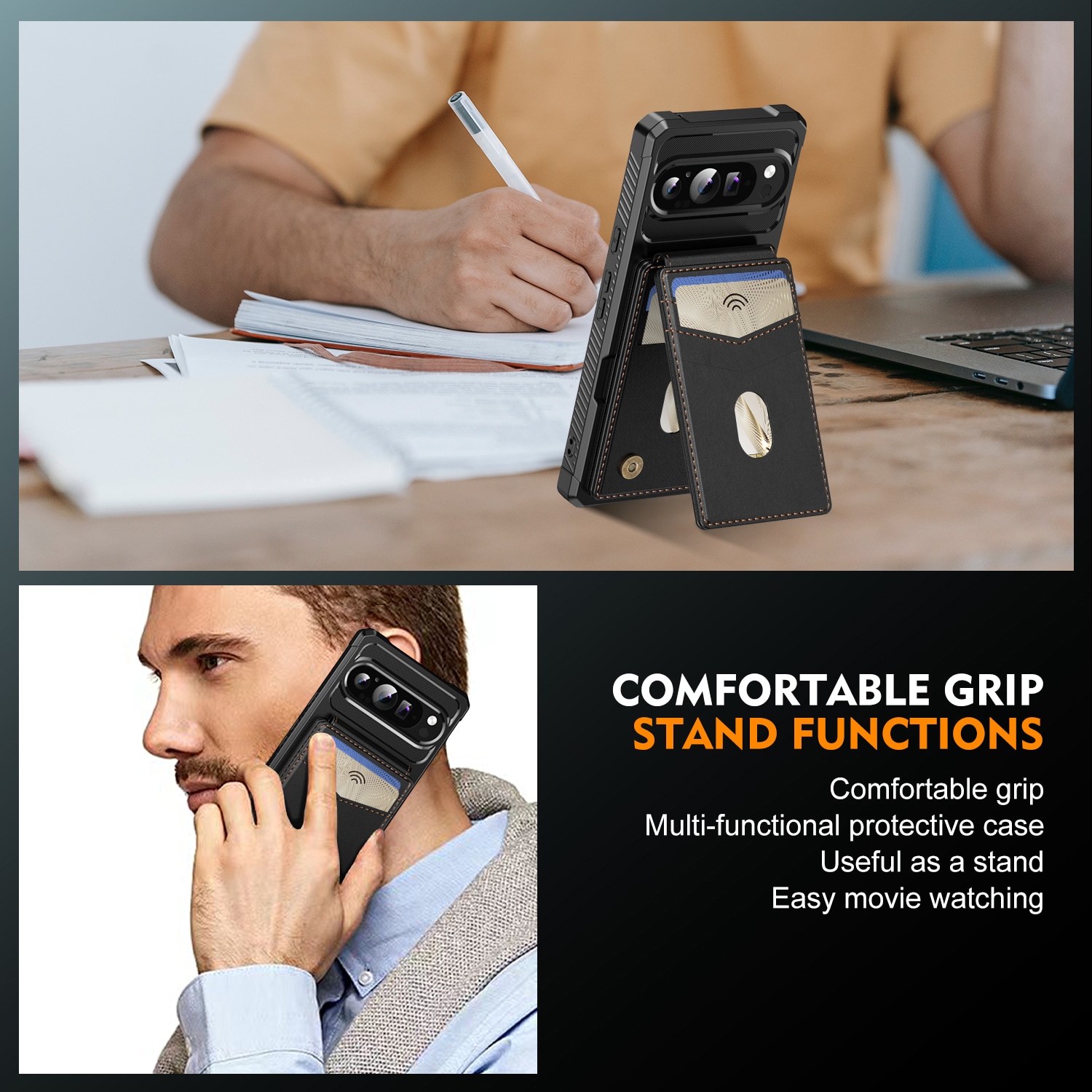 Magneettinen suojakuori korttipidikkeellä Google Pixel 10 Musta