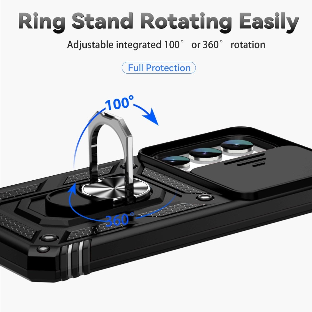 Hybridikuori Tech Ring+Kamerasuojalla Samsung Galaxy S23 musta