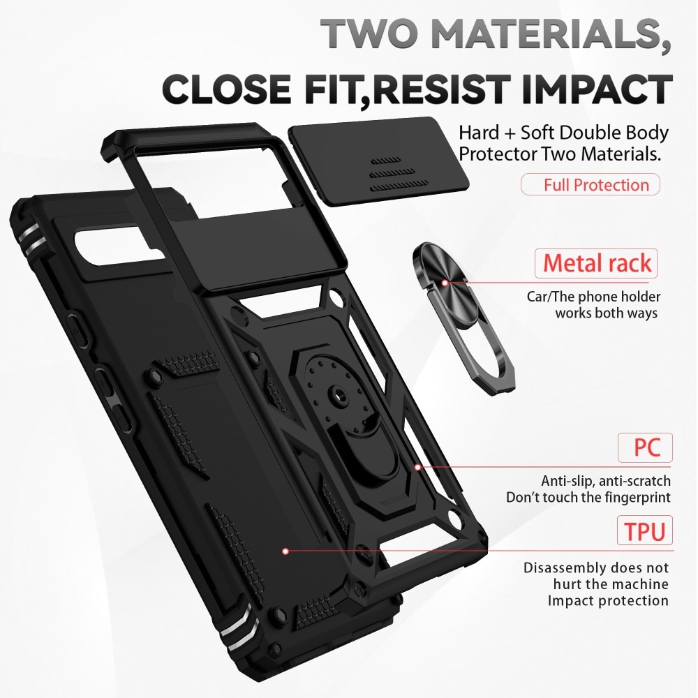 Hybridikuori Ring + Kamerasuojalla Google Pixel 6a Musta
