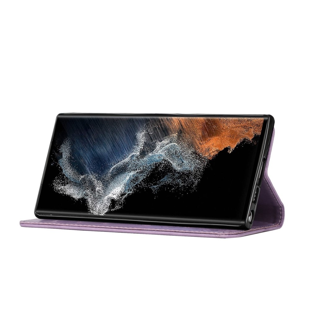 Nahkakotelo Perhonen Samsung Galaxy S23 Ultra Liila