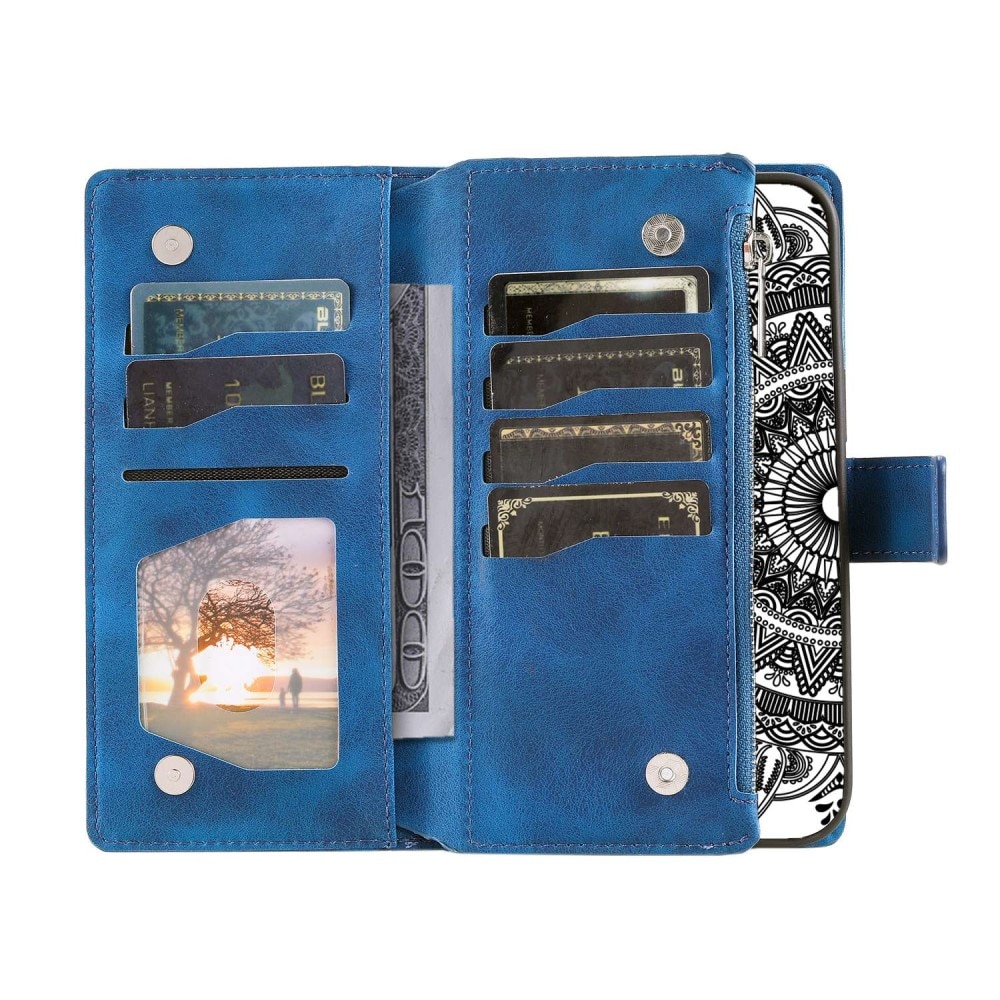 Lompakkolaukku iPhone 14 Mandala sininen
