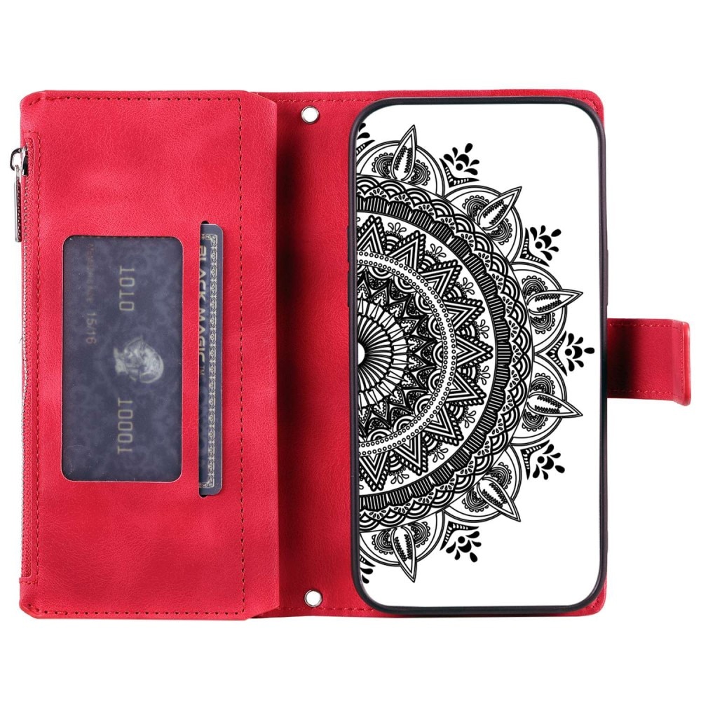 Lompakkolaukku iPhone 14 Mandala punainen