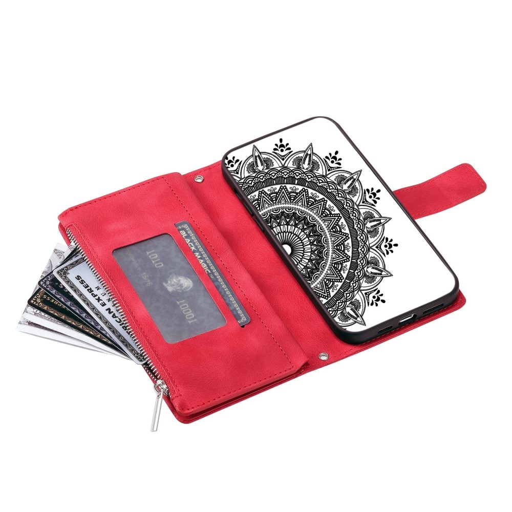 Lompakkolaukku iPhone 14 Mandala punainen