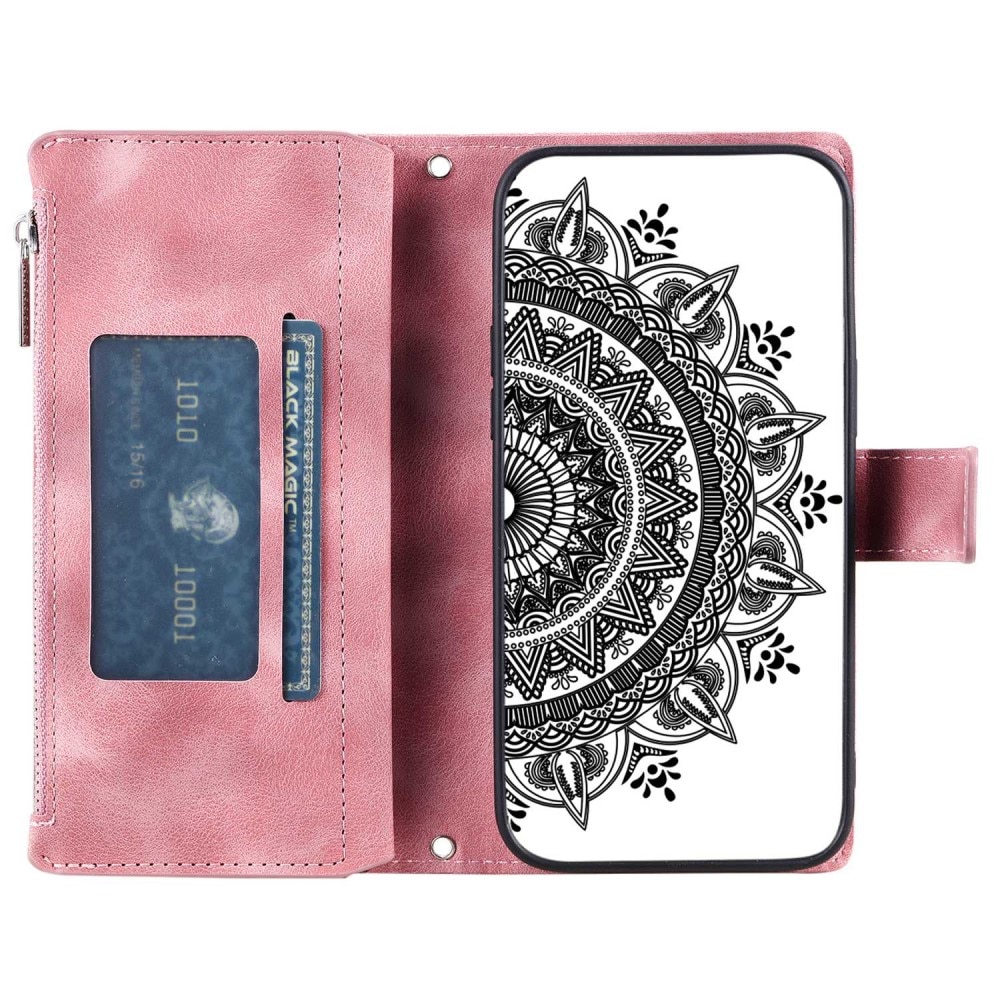 Lompakkolaukku iPhone 14 Mandala vaaleanpunainen